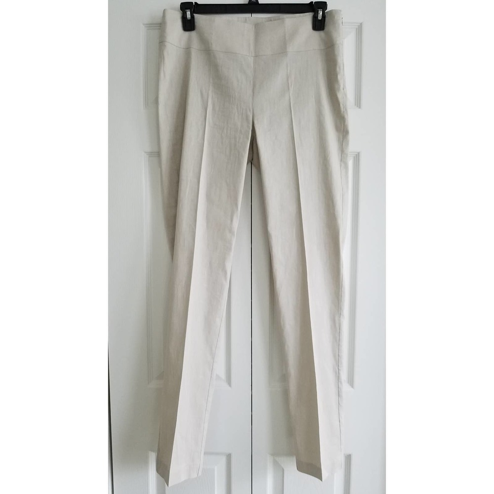 Sarah Pacini Womens Linen Blend Dress Pants Tapered Leg Beige Size 3 Italy